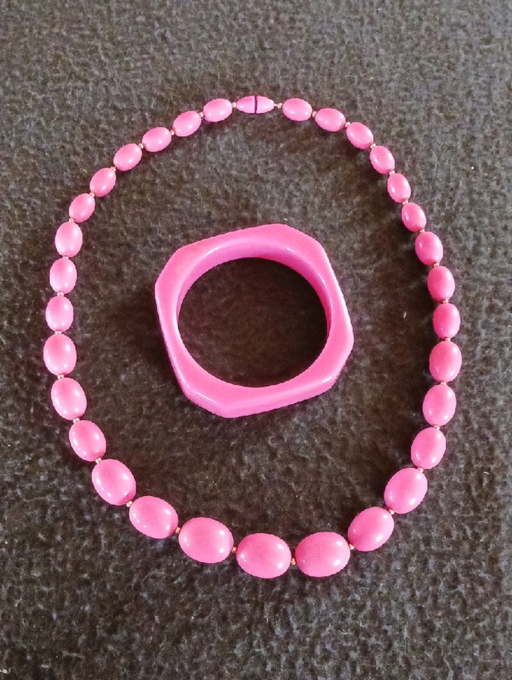 Vintage Pink Necklace and Bangle Bracelet